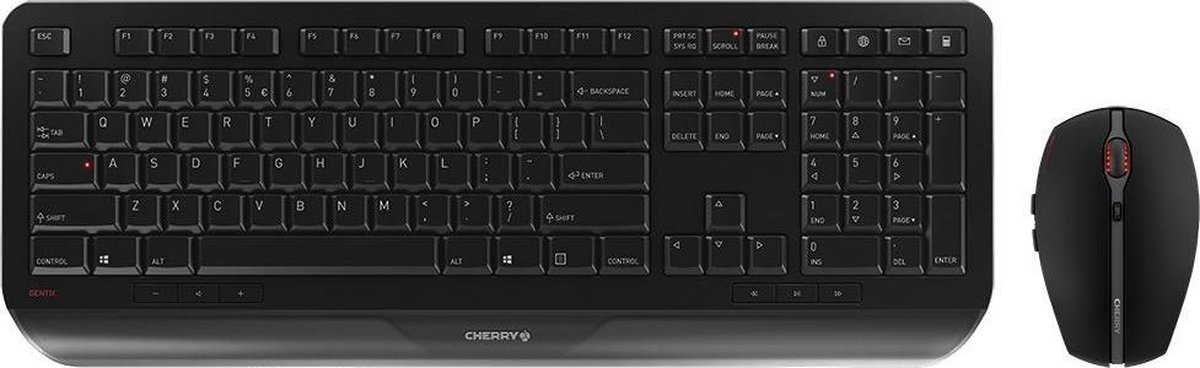 CHERRY Desktop GENTIX [EU/US] WL black US-Englisch mit EURO Symbol toetsenbord RF Draadloos Zwart